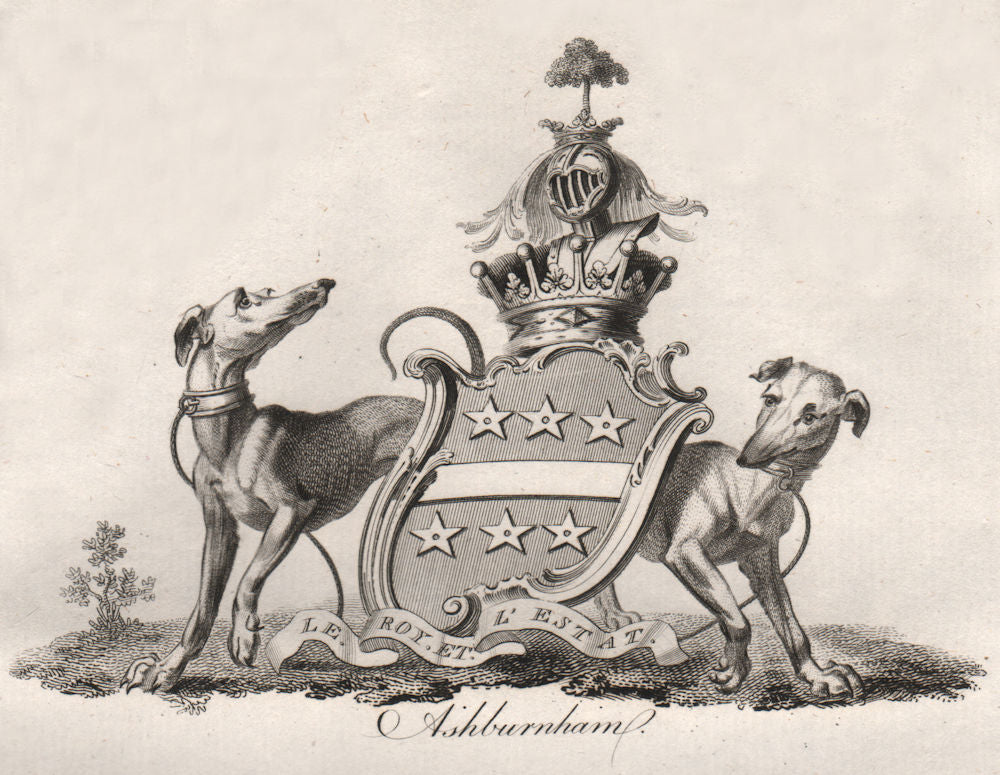 ASHBURNHAM. Coat of Arms. Heraldry 1790 old antique vintage print picture